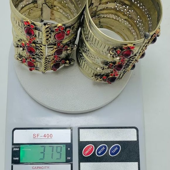 Single Handmade Kuchi Cuff Bracelet: Afghan Red Stone Tribal Jewelry - Picture 6 of 14